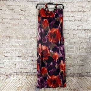 Belle du Jour Floral tube beaded halter dress smal